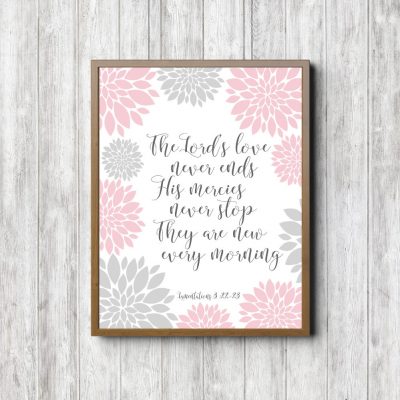 Lamentations 3:22-23 Pink Scripture Printable