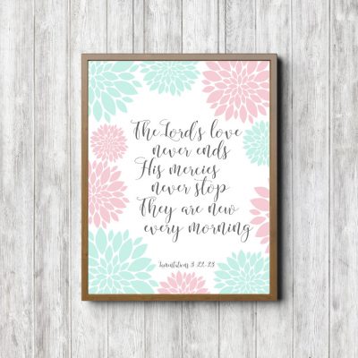 Lamentations 3:22-23 Pink & Mint Printable