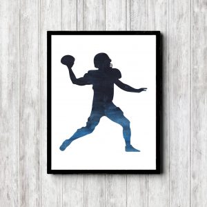 Blue Watercolor Football Player Printable