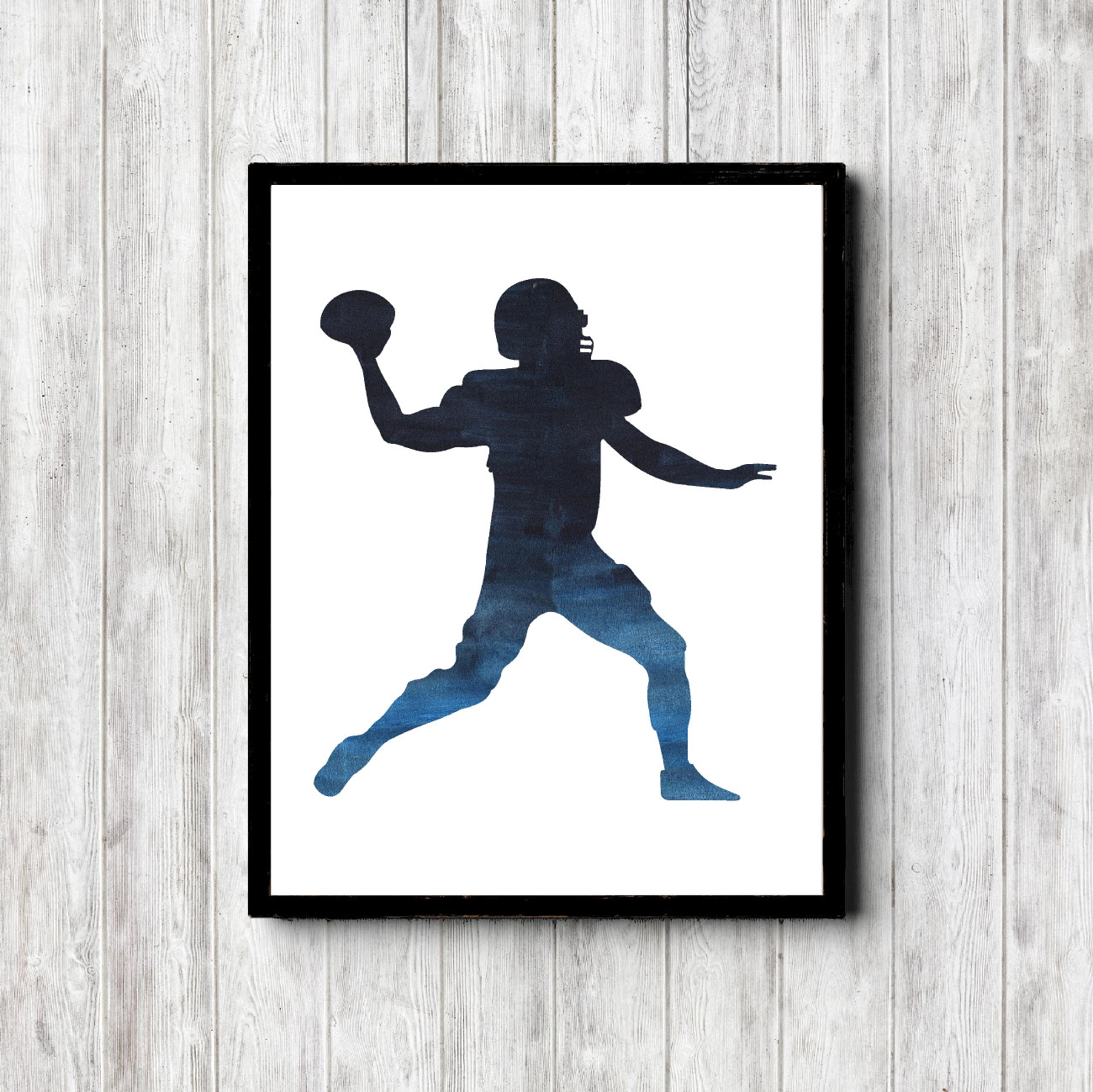 Blue Watercolor Football Player Printable