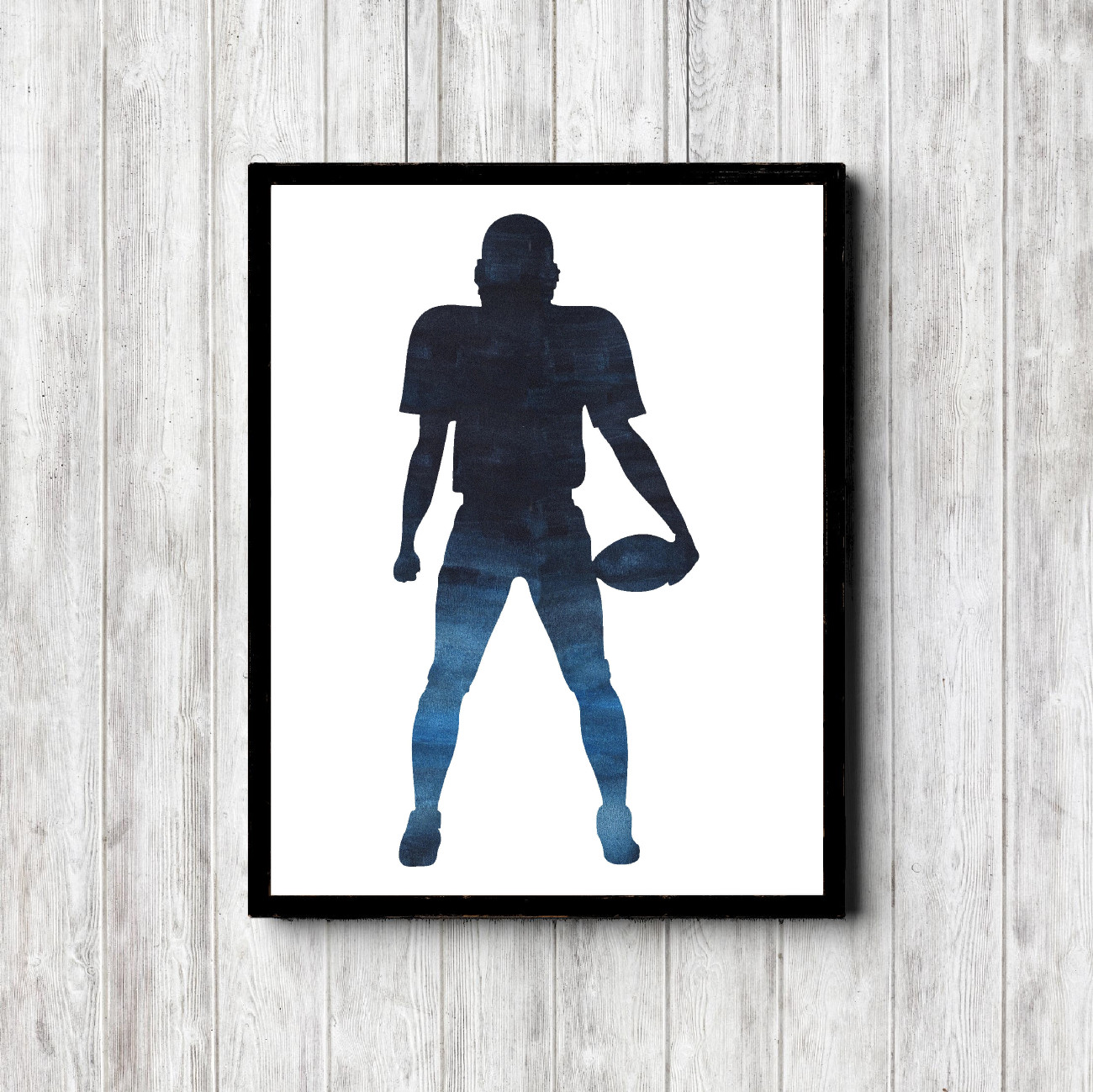 Printable Blue Watercolor Football Player