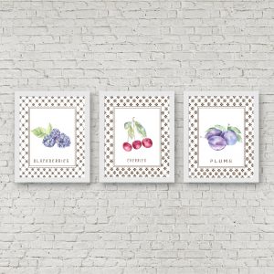 Watercolor Fruit Printable Poster Set