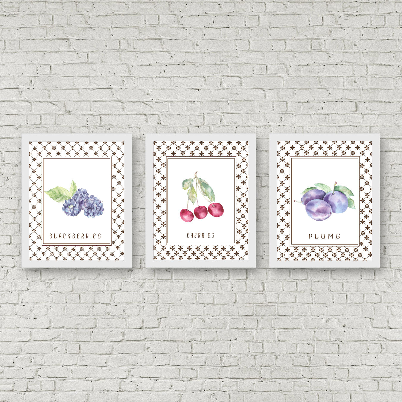 Watercolor Fruit Printable Poster Set