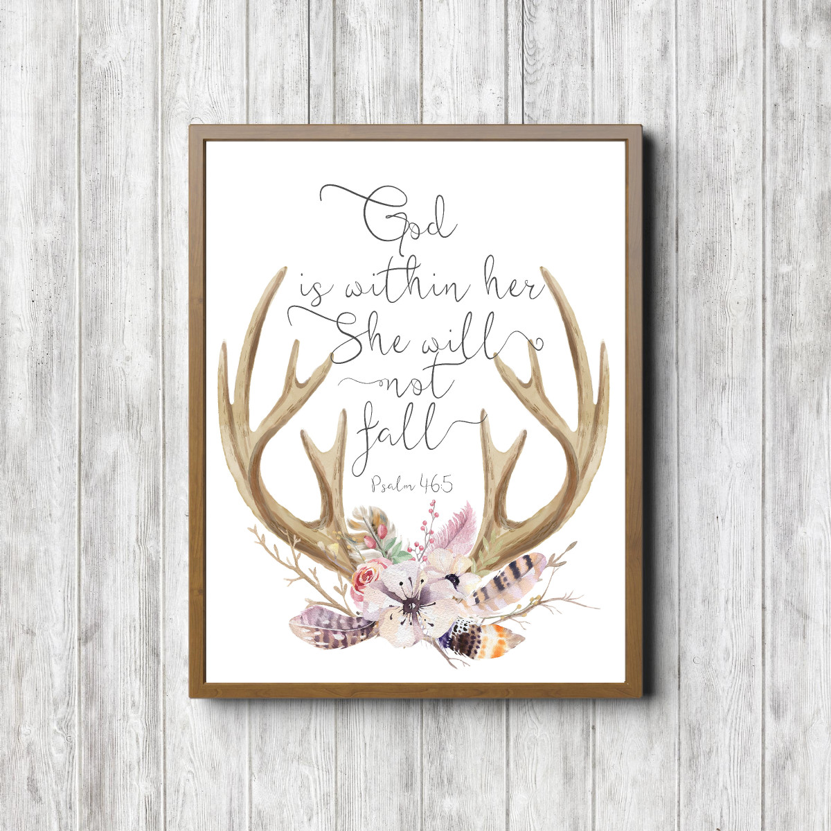 Psalm 46:5 Antlers Scripture Printable