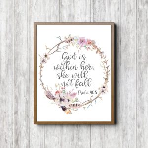 Psalm 46:5 Floral Twigs Printable