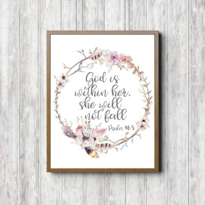 Psalm 46:5 Floral Twigs Printable