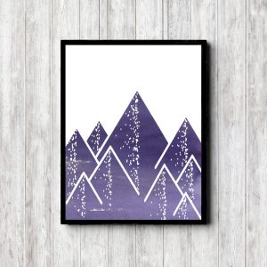 Purple Watercolor Geometric Mountains Printable