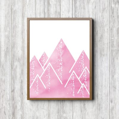 Pink Abstract Geometric Mountains Printable