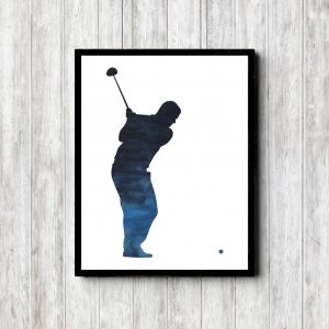 Blue Watercolor Golf Player Printable