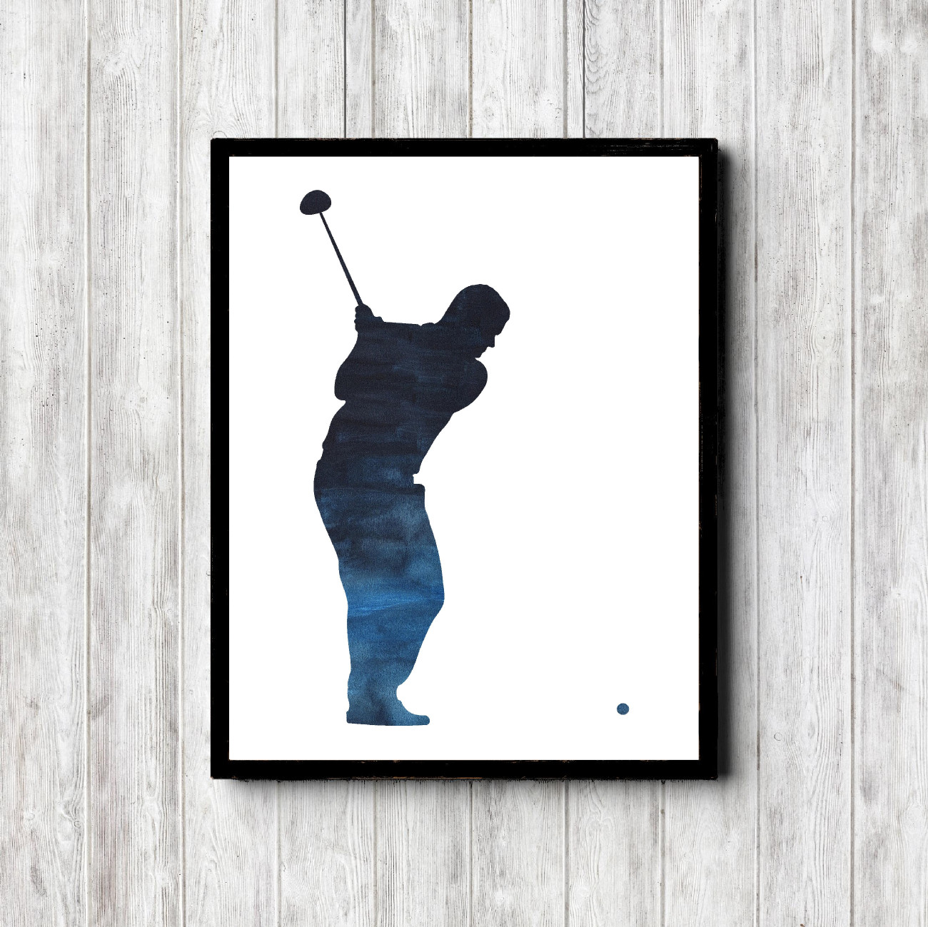 Blue Watercolor Golf Player Printable