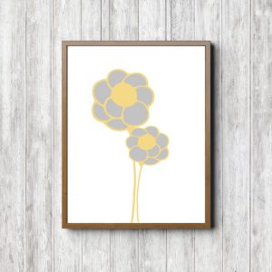 Simple Gray & Yellow Printable Flowers