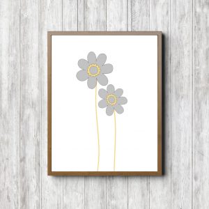 Printable Gray Nursery Flowers