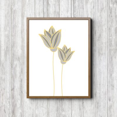 Gray & Yellow Flower Petals Printable