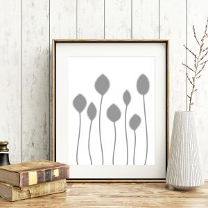 Gray White Fuzzy Flowers Printable
