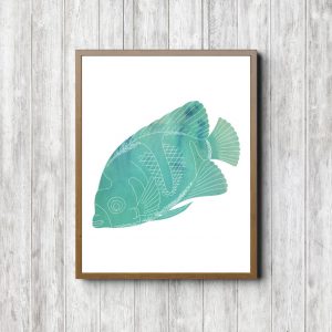 Sea Green Watercolor Fish Printable