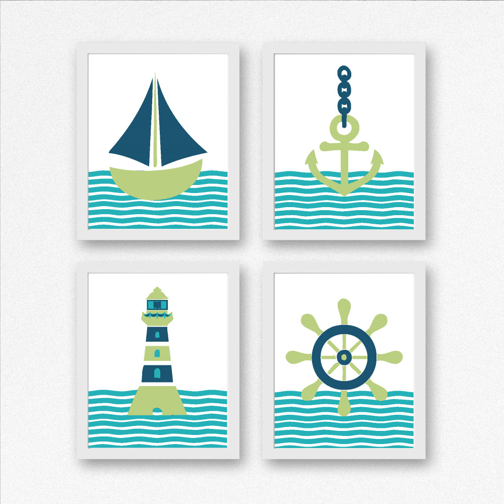 Green & Turquoise Printable Nautical Set