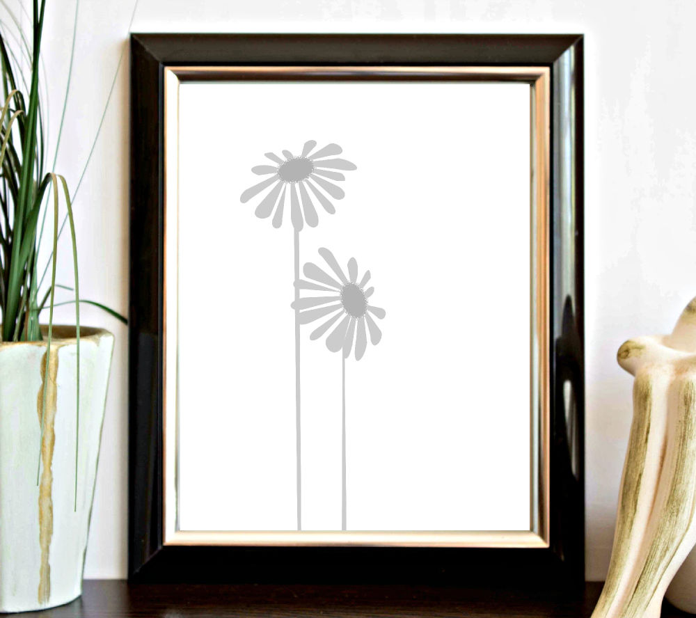 Gray Minimalist Bedroom Flowers Printable