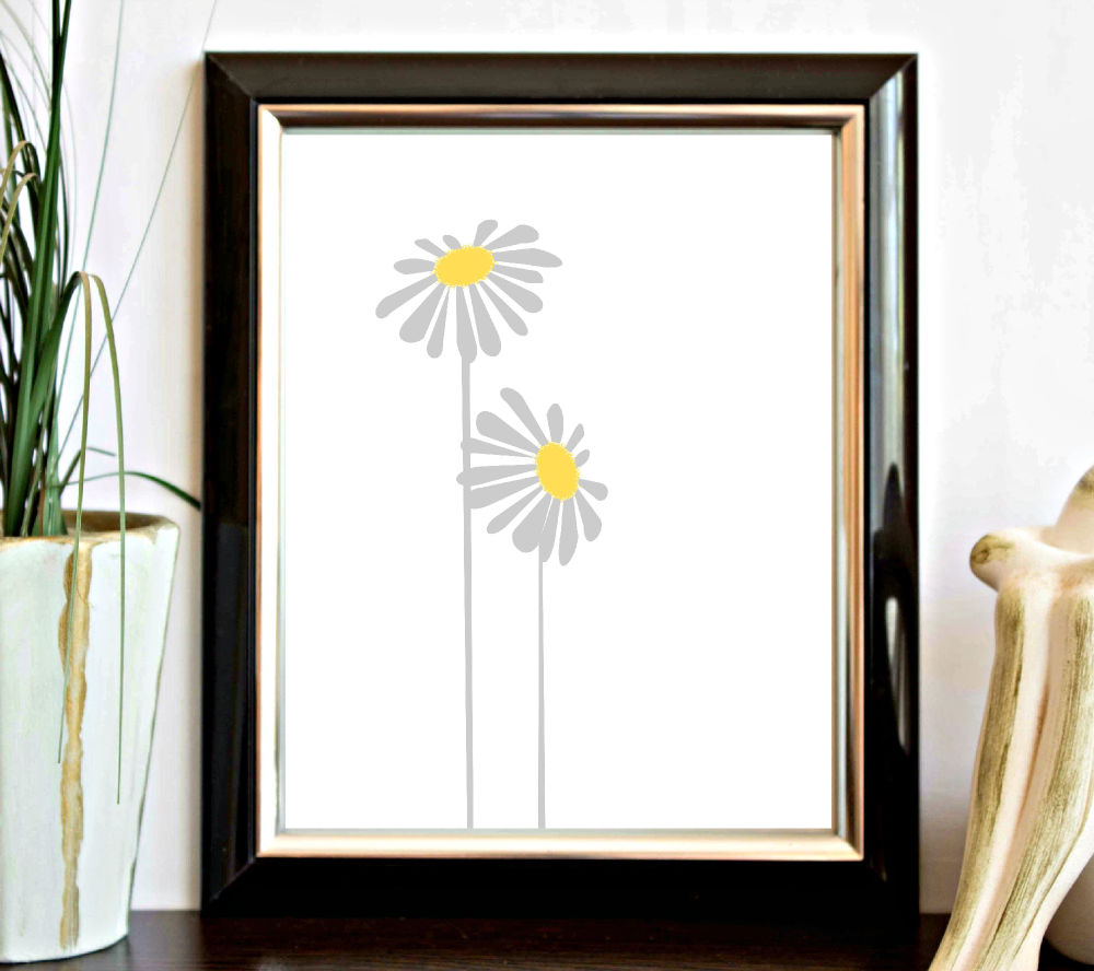 Gray Flowers Office Printable Poster