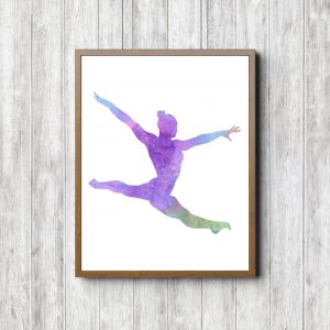 Color Watercolor Gymnast Split Printable