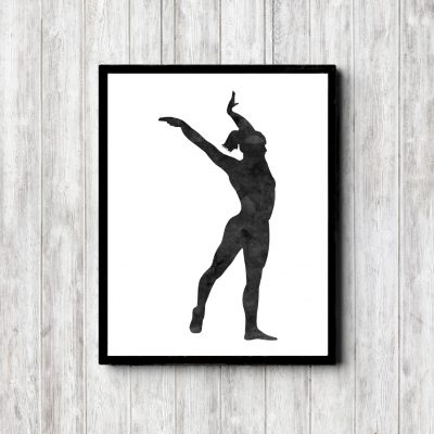 Black Watercolor Gymnast Printable