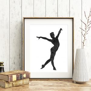 Printable Black Watercolor Gymnast