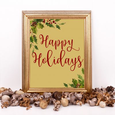 Happy Holidays Mistletoe Printable Poster
