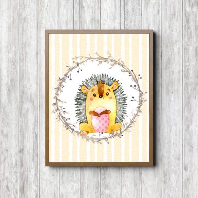 Watercolor Baby Hedgehog Nursery Printable