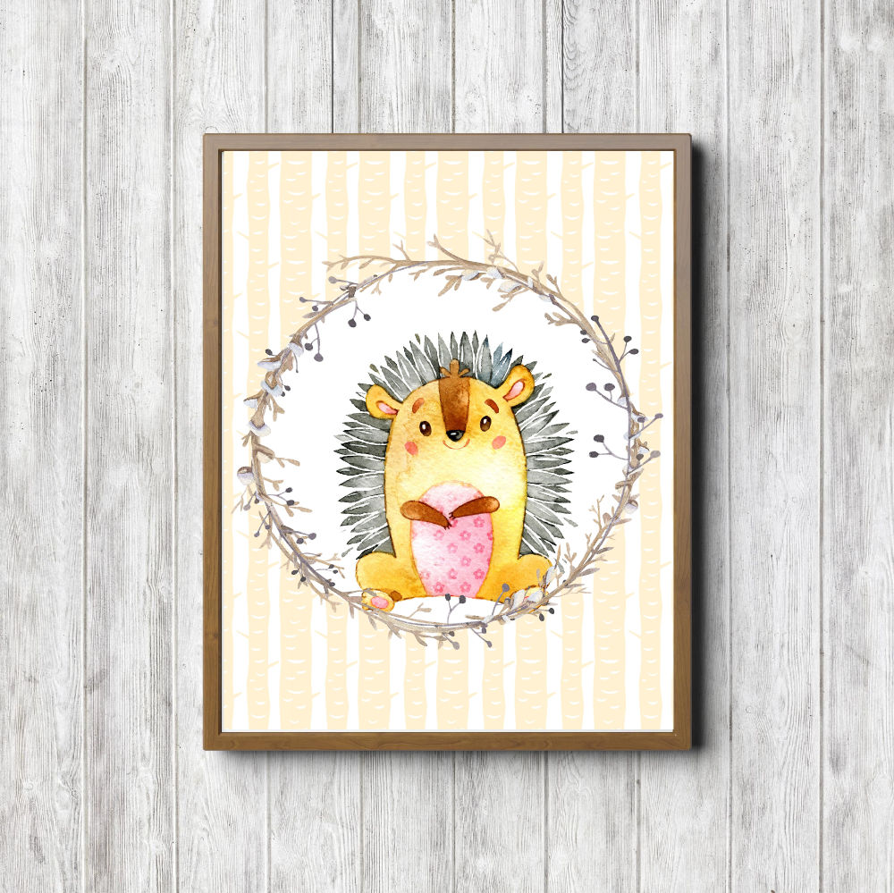 Watercolor Baby Hedgehog Nursery Printable