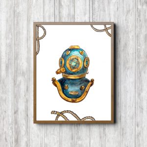 Watercolor Helmet Nautical Printable