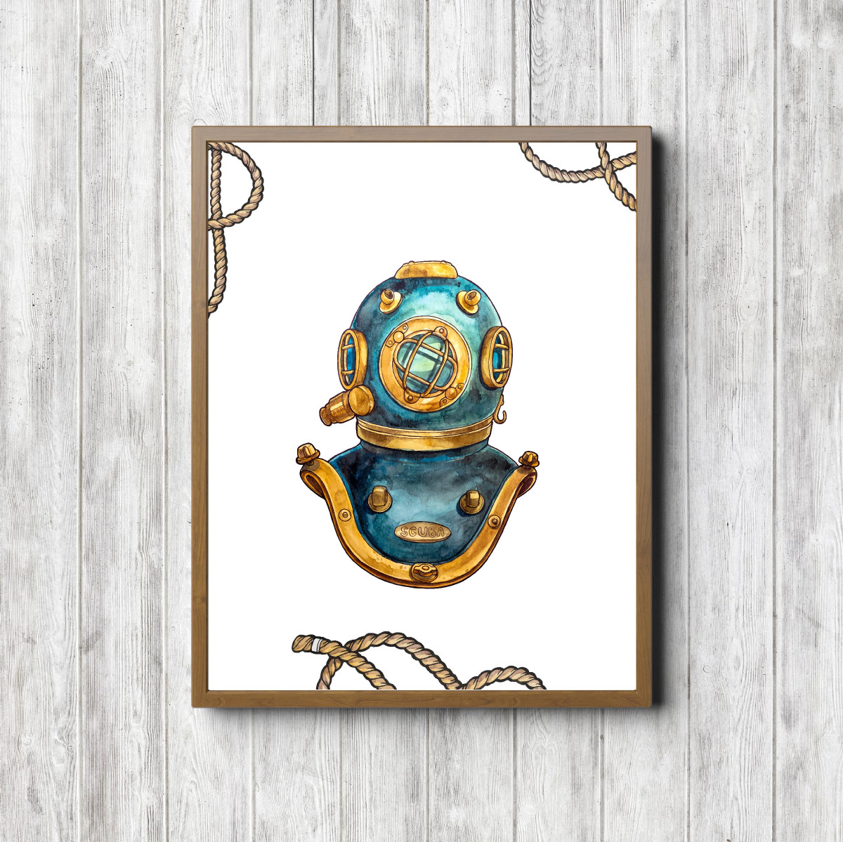 Watercolor Helmet Nautical Printable