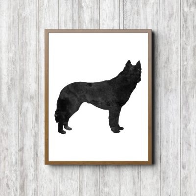 Watercolor Husky Silhouette Printable