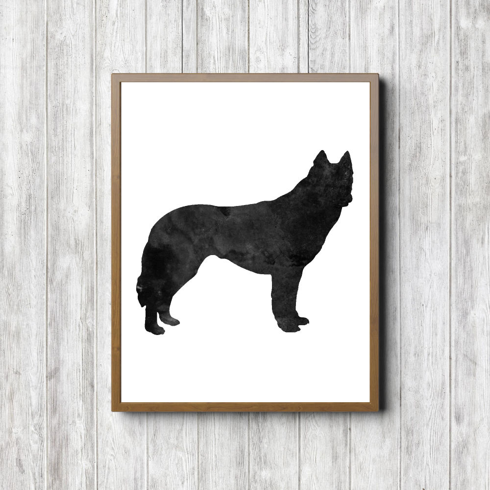 Watercolor Husky Silhouette Printable