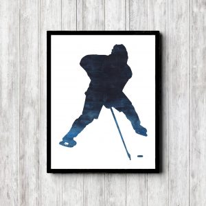 Blue Watercolor Printable Hockey Player