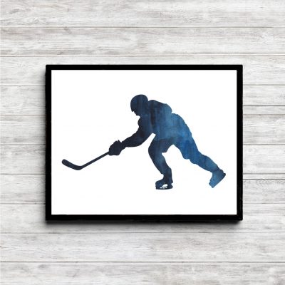 Blue Ice Hockey Player Printable