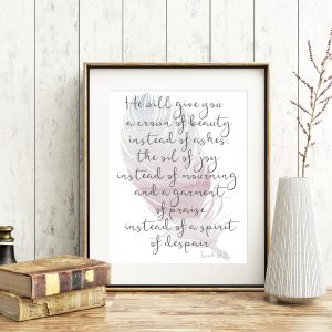 Isaiah 61:3 Feather Scripture Printable