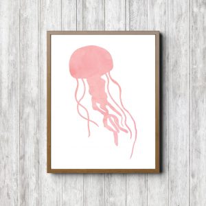 Soft Pink Watercolor Jellyfish Printable