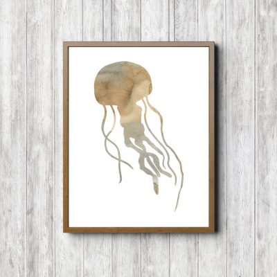 Beige Watercolor Jellyfish Printable