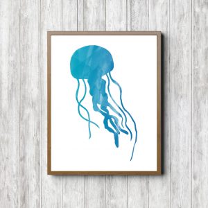 Blue Watercolor Jellyfish Printable