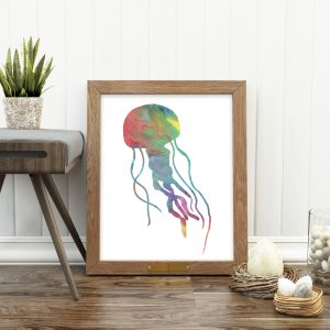 Rainbow Watercolor Jellyfish Printable