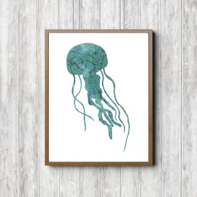 Teal Watercolor Jellyfish Printable