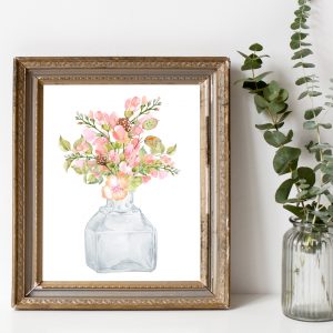 Pink Flowers In A Bottle Printable