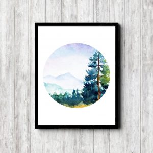 Forest View Watercolor Landscape Printable