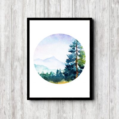 Forest View Watercolor Landscape Printable