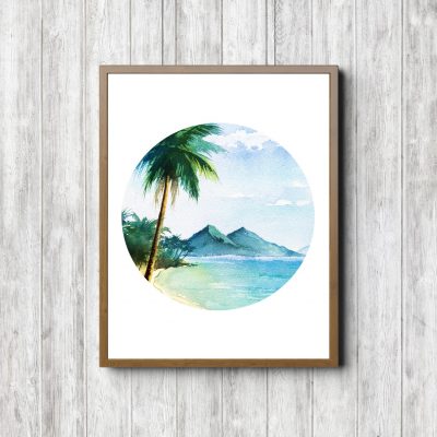 Palm Beach Watercolor Landscape Printable