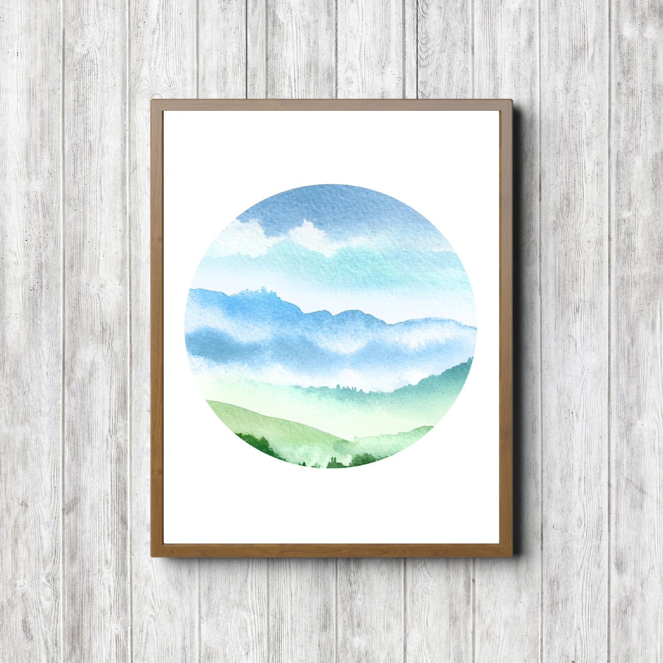 Blue Hills Watercolor Landscape Printable