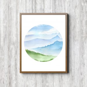 Mountainous Watercolor Landscape Printable