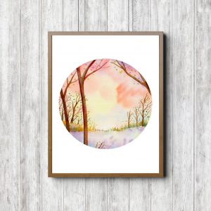 Trees Watercolor Landscape Printable