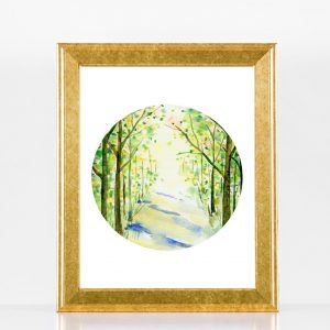 Forest Path Watercolor Landscape Printable
