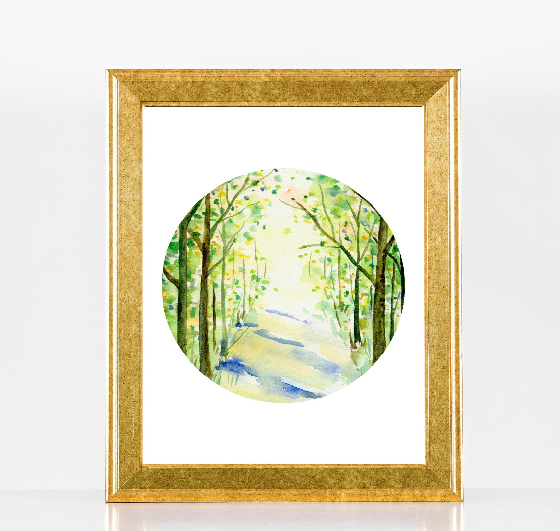 Forest Path Watercolor Landscape Printable