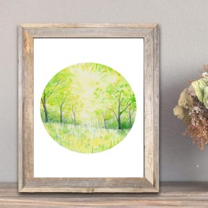 Green Woodland Watercolor Landscape Printable